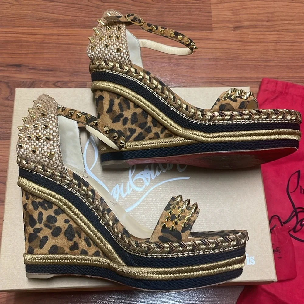 Christian Louboutin Mad Monica leopard wedge size 10 - Picture 4 of 13